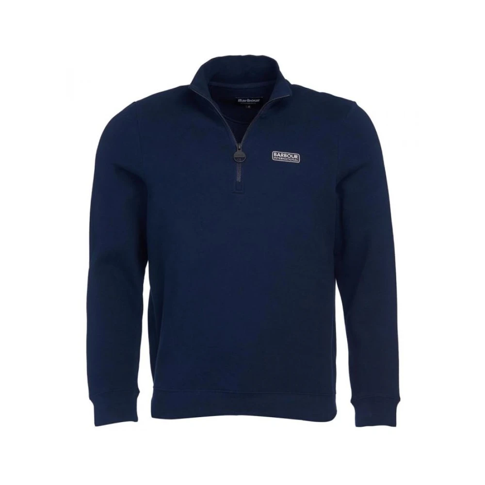 Barbour Essentiell Half Zip Sweatshirt Navy Blue, Herr