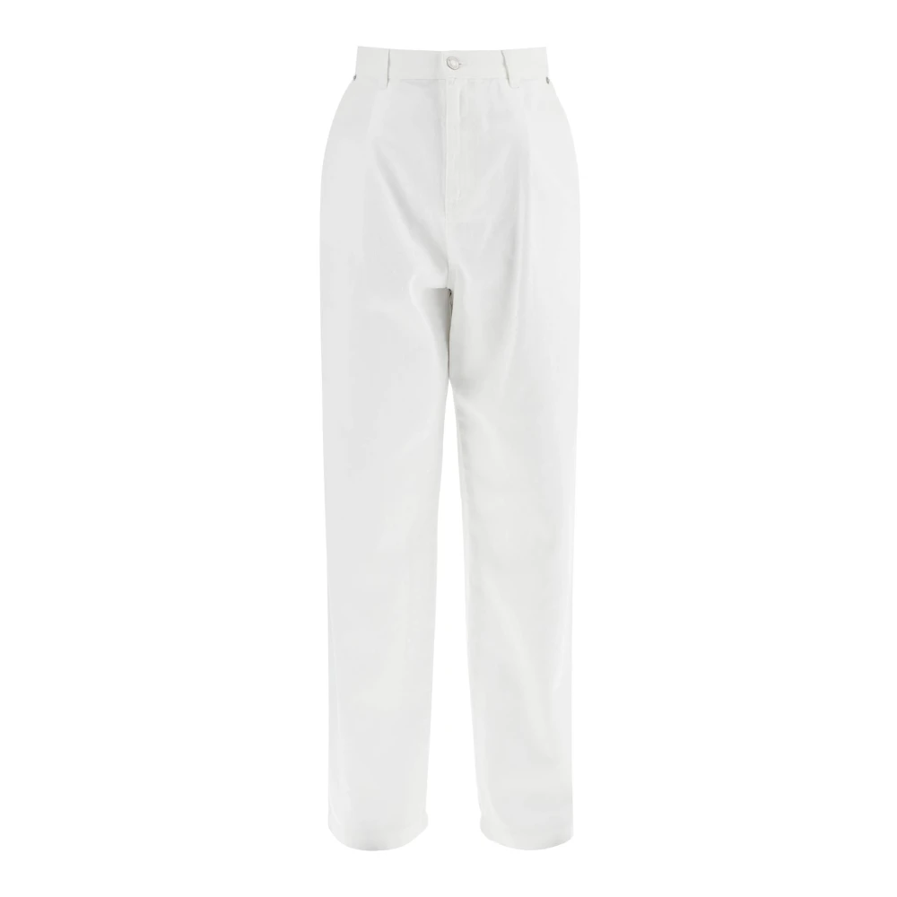 Moschino Witte Wijde Pijp Katoenen Broek White Heren