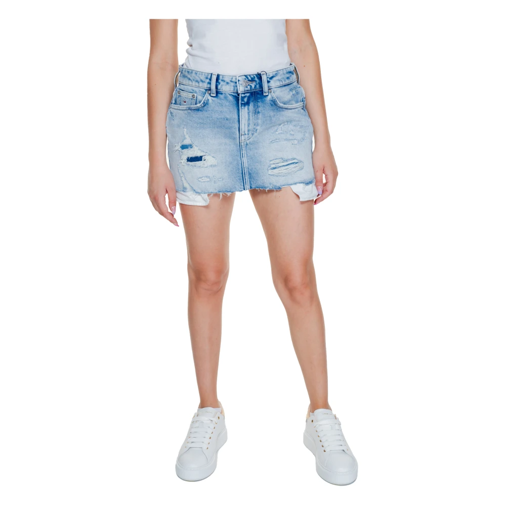 Tommy Jeans Herfst Winter Katoenen Minirok Blue Dames