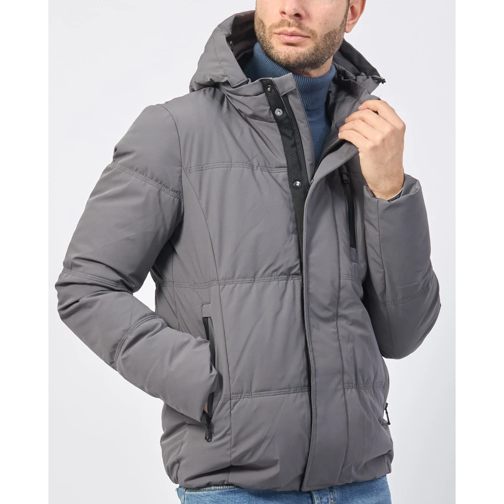 YES ZEE Grijze Gewatteerde Hoodiejas Gray Heren