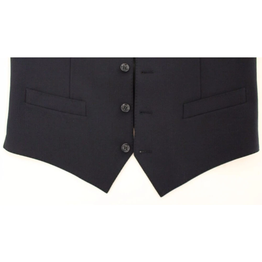Dolce & Gabbana Blauwe Wollen Jurk Vest Elegante Stijl Blue Heren