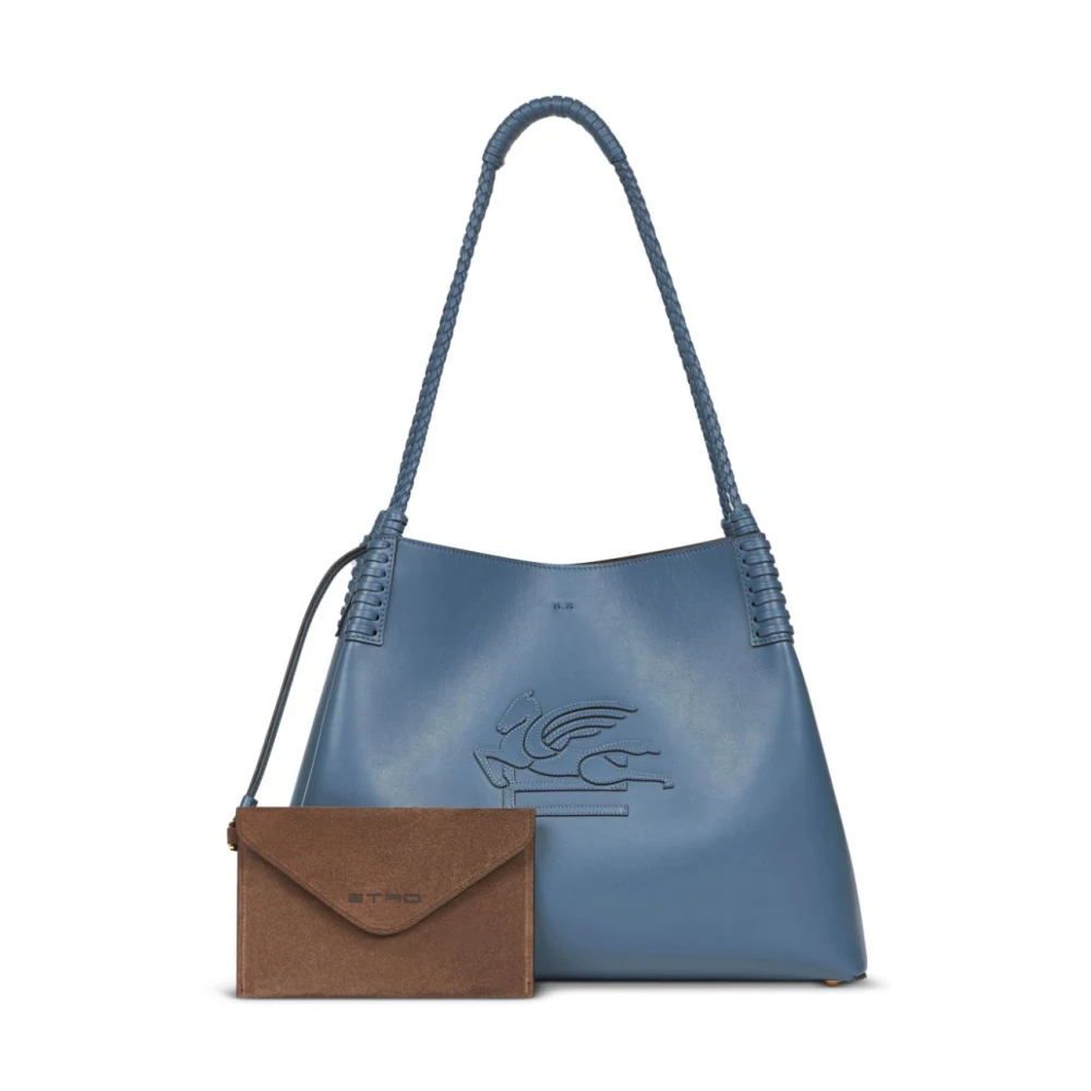 ETRO Heldere Blauwe Tote Tas met Patch Blue Dames