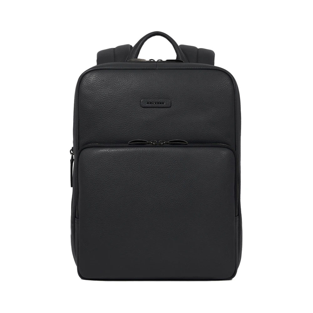 Piquadro Herren Schwarz Erweiterbarer, Schmaler Laptoprucksack 14