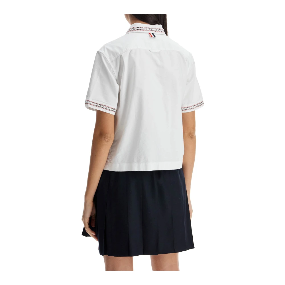 Thom Browne Gerimpeld Oxford Overhemd voor Vrouwen White Dames