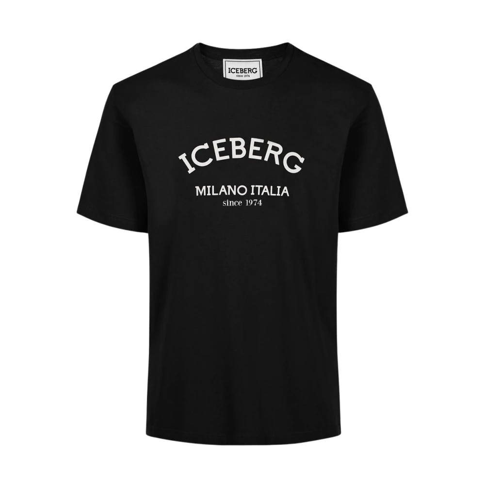 Iceberg Zwart Crew Neck Logo Print T-shirt Black Heren