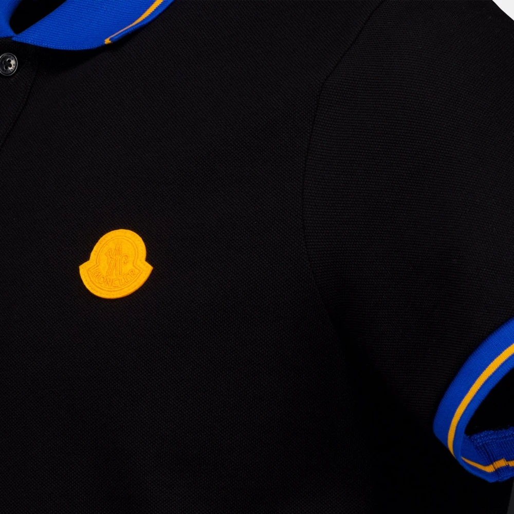 Moncler Tricolor Polo Shirt Classic Fit Short Sleeve Black Heren
