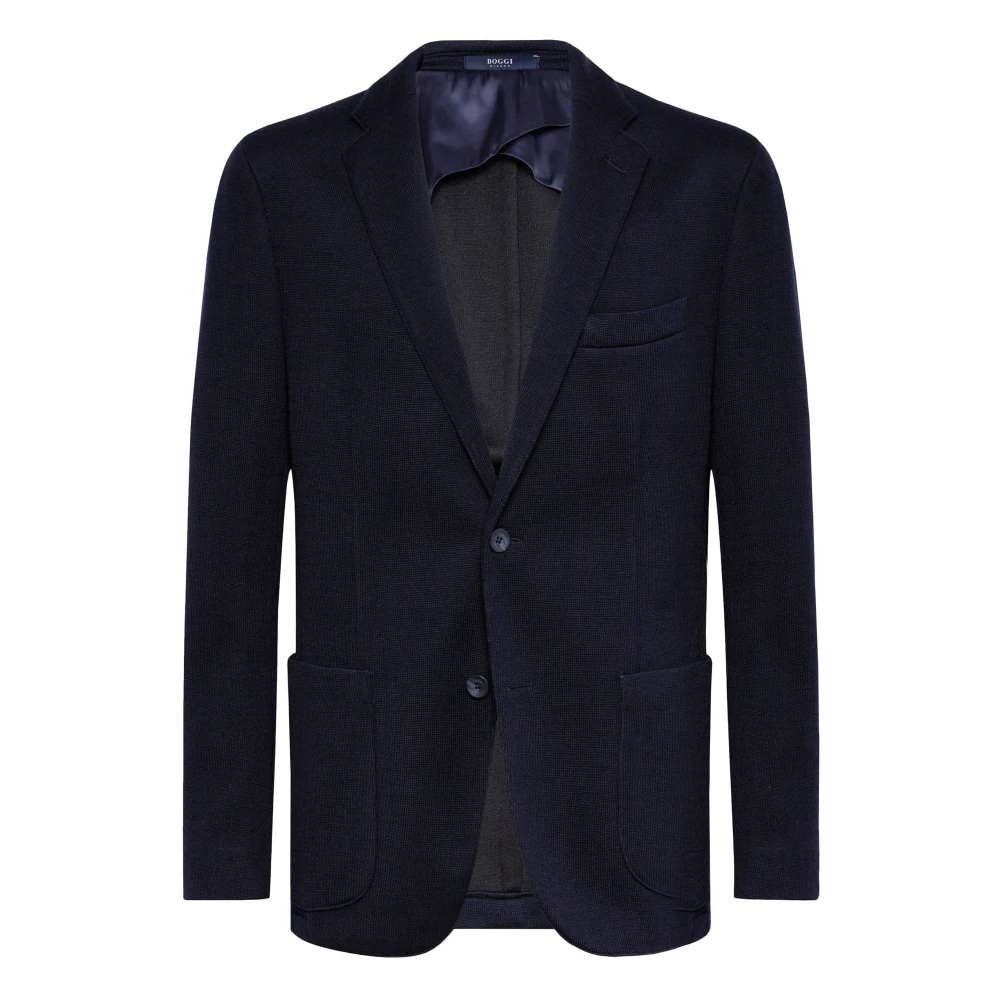 Boggi Milano Wollen Jersey Blazer Stijl Bari Blue Heren