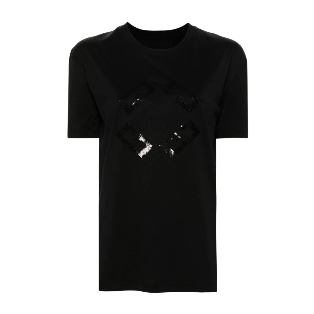 Givenchy Zwarte Pailletten Detail Crew Neck Top Black Dames