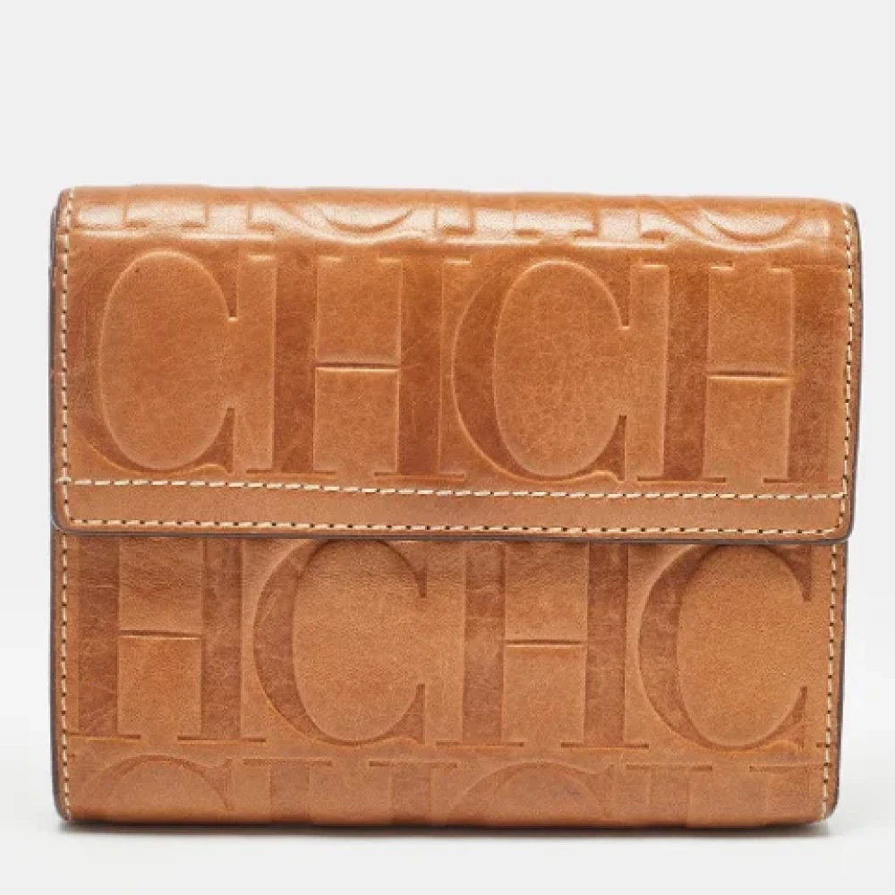 Carolina Herrera Pre-owned Leather wallets Brown Dames