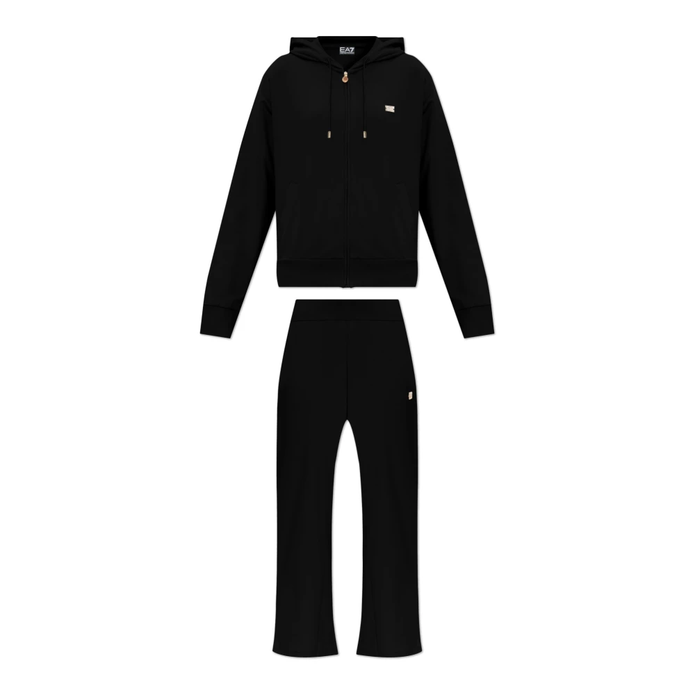 Emporio Armani Ea7 Damen Schwarz Trainingsanzug-Set: Sweatshirt Und Hose Aus Der Kollektion