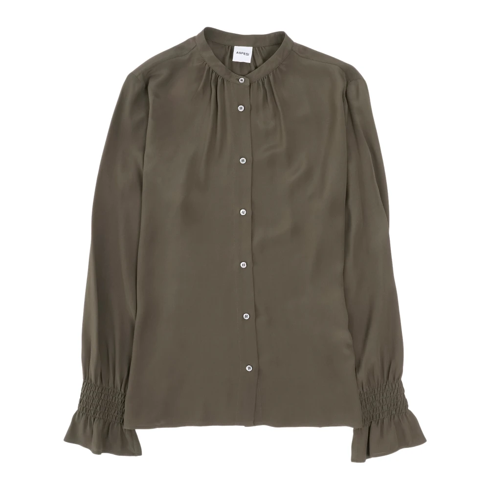 Aspesi Zijdenmix Crepe Blouse Green Dames