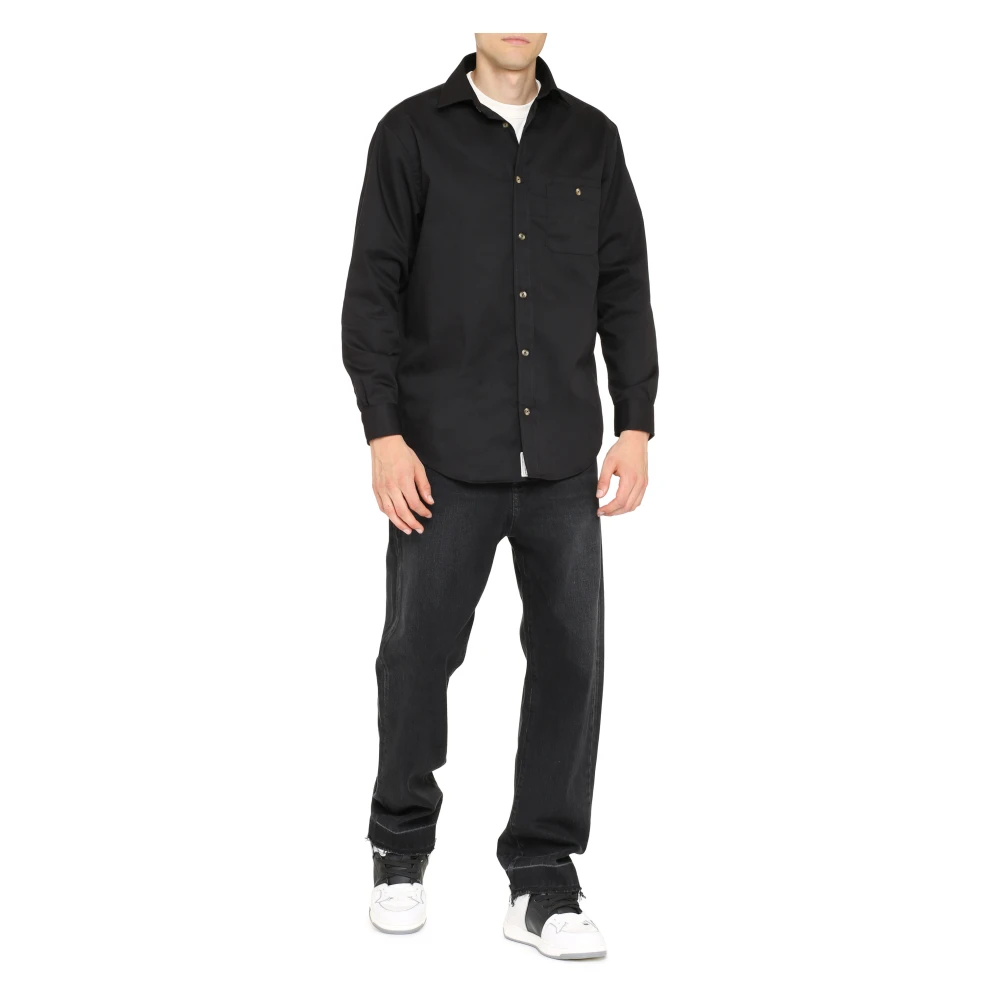 Drole de Monsieur Twill Shirt met Ronde Zoom Black Heren