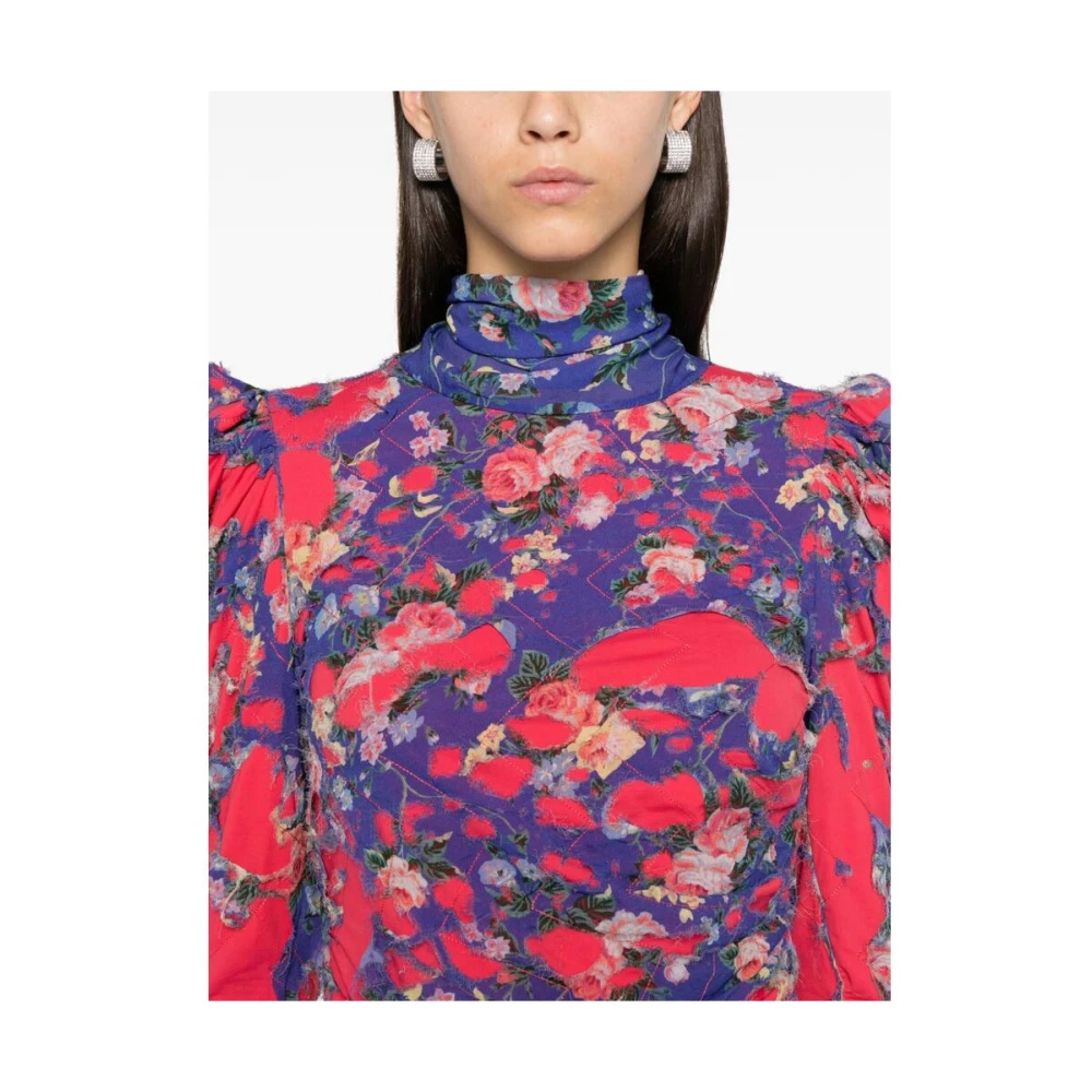 Diesel Bloemenprint Asymmetrische Cowl Neck Blouse Multicolor Dames