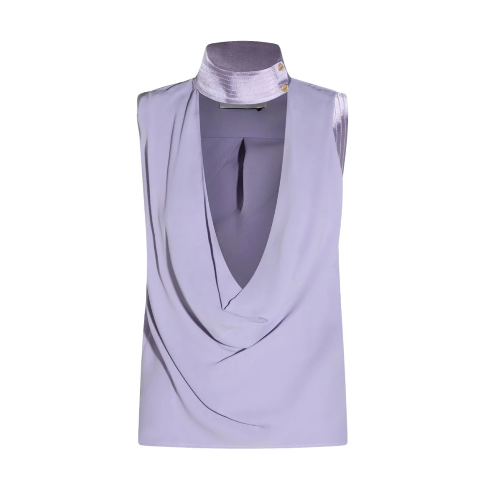 Elisabetta Franchi Women's Purple Draped Top - Sleeveless Tops - L - Tops