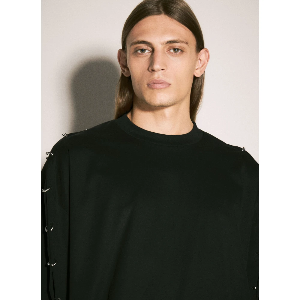 Mugler Katoenen Jersey Pierced T-Shirt Black Heren