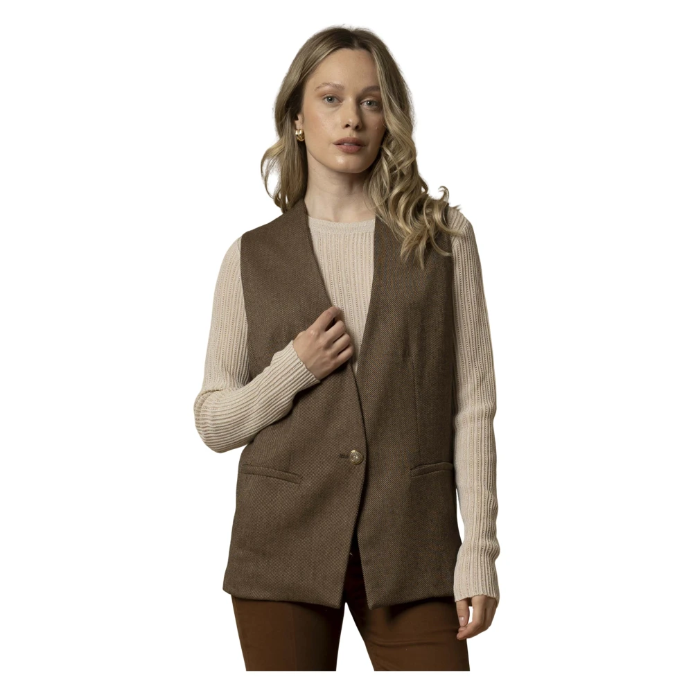 Kocca Brun Elegant Ärmelös Väst Jacka