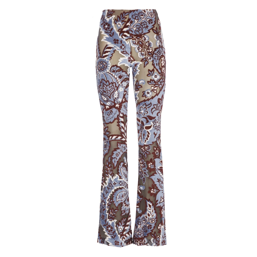 ETRO Lichtblauwe Bloemenpatroon Elastische Taillebroek Blue Dames