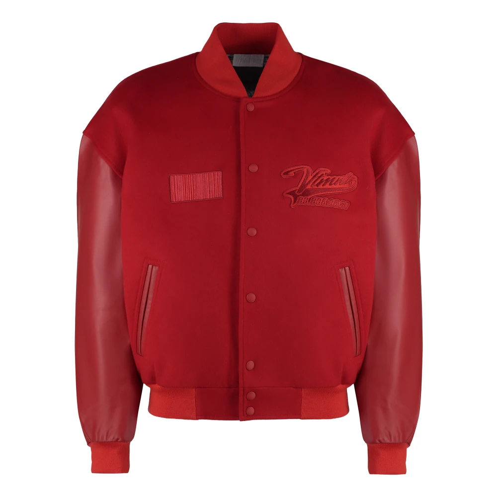 Vetements Geborduurde Wol Bomberjack Red Heren