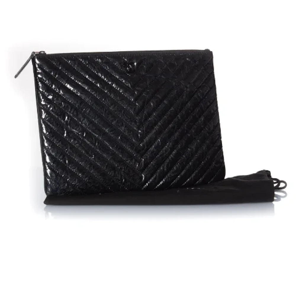 Chanel Vintage Pre-owned Leather clutches Black Dames