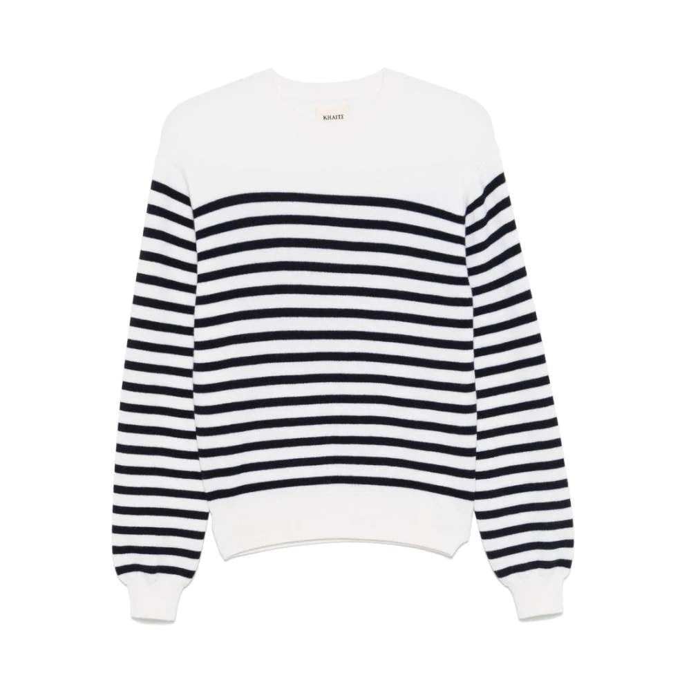 Khaite Witte Geribbelde Crew Neck Sweater White Dames