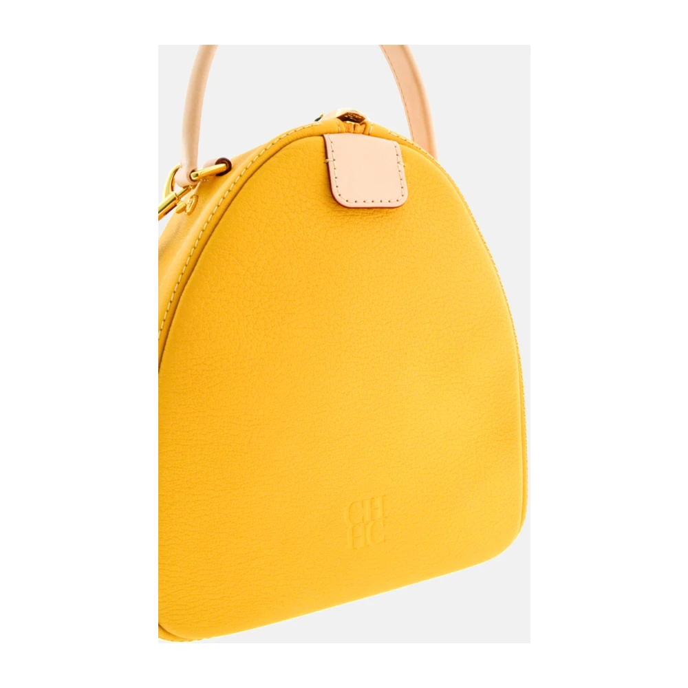 Carolina Herrera Vergrendelde Mimosa Leren Tas Yellow Dames