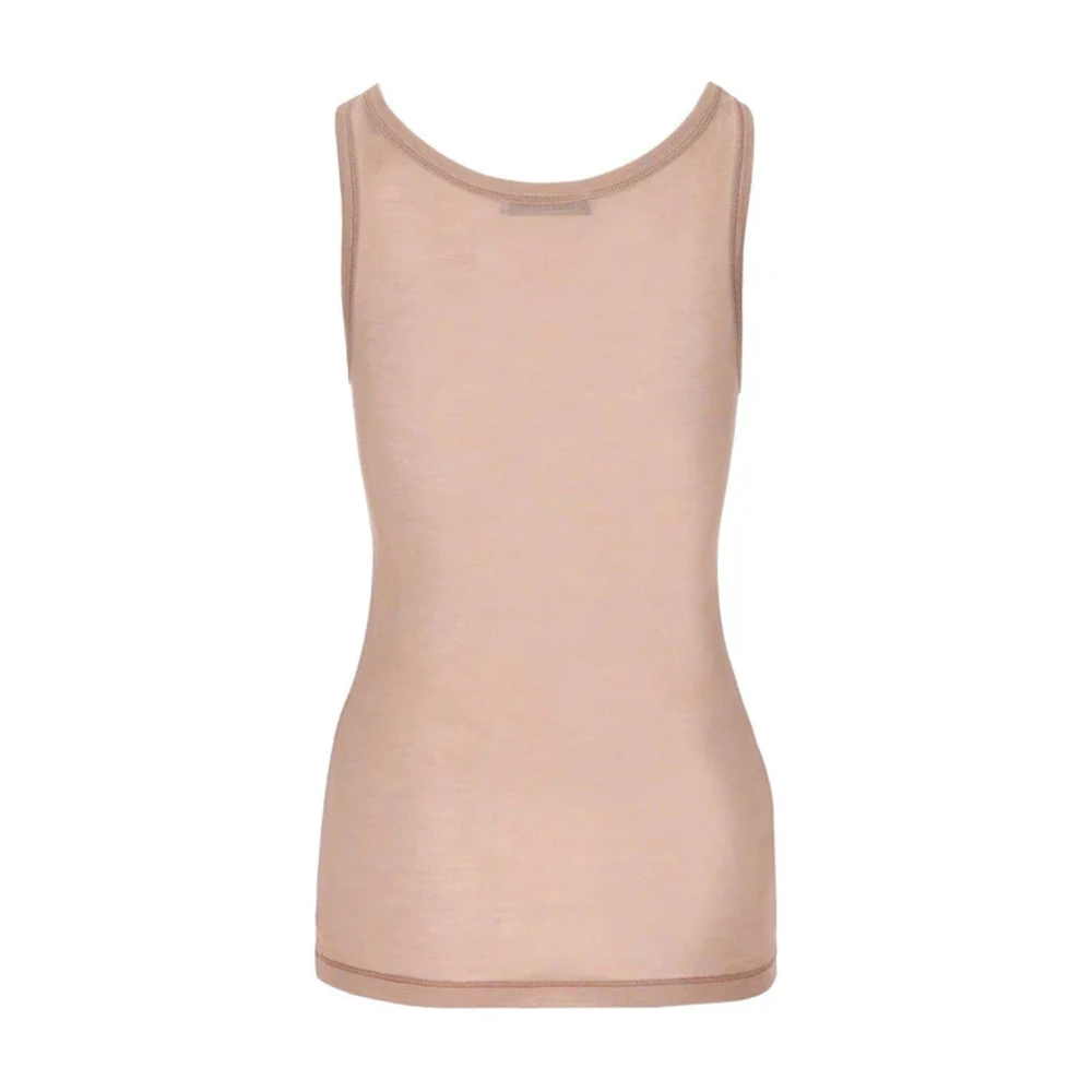 Prada Mouwloze Logo Top Zijde Ronde Hals Pink Dames