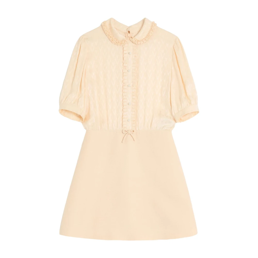 Valentino Garavani Mini Jurk met Ruches Beige Dames