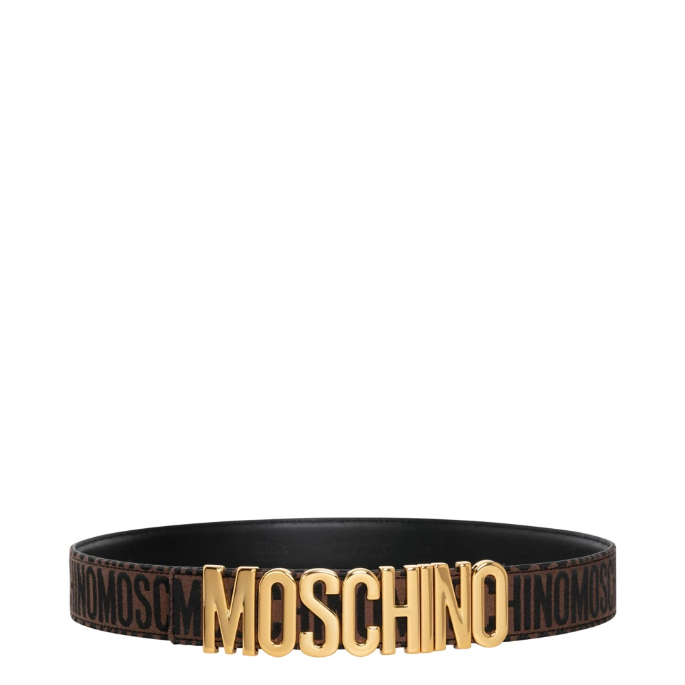 Moschino Logo Riem met Verstelbare Gesp Brown Heren