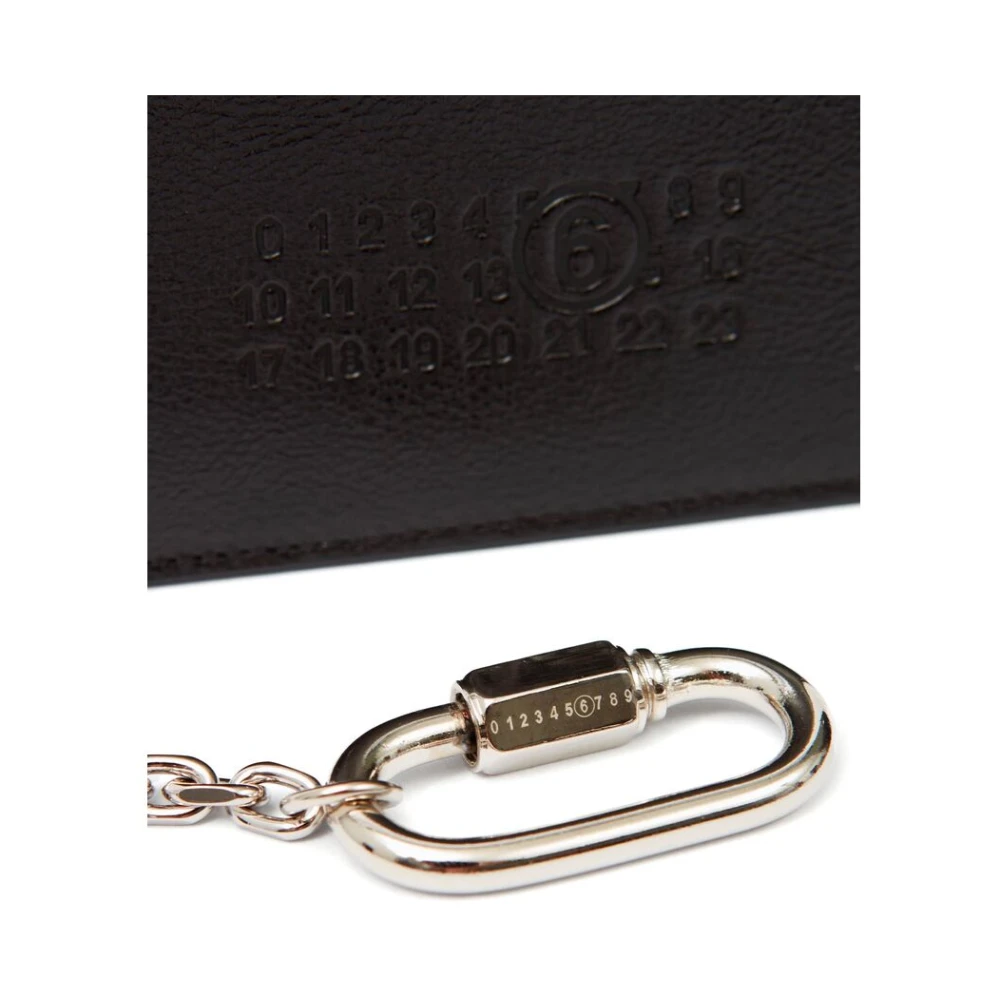 MM6 Maison Margiela Zwarte leren portemonnee met sleutelhanger Black Heren