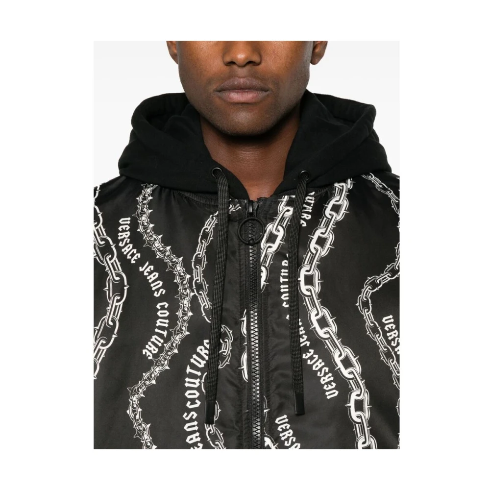Versace Jeans Couture Ketting-Link Print Hoodie Jas Black Heren