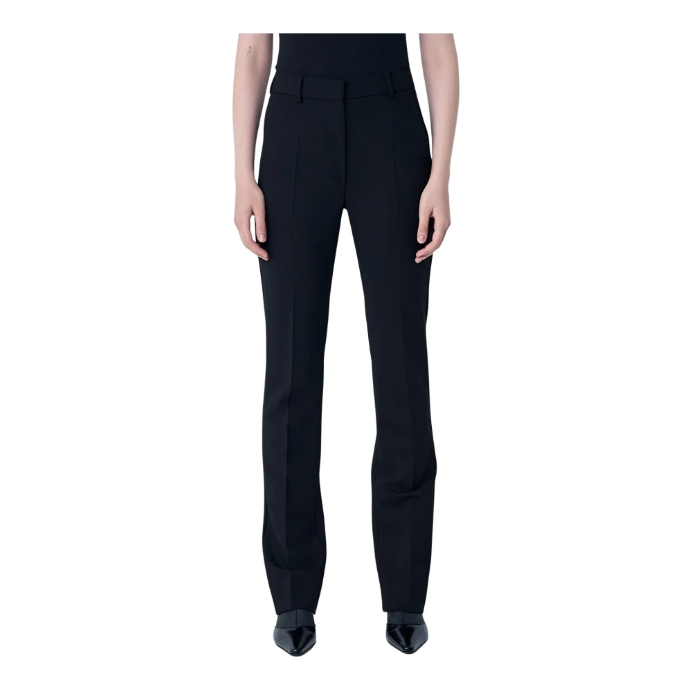 Sportmax , Slim-Fit Trousers, Female, Black, S, Wide-Leg Stretch Trousers