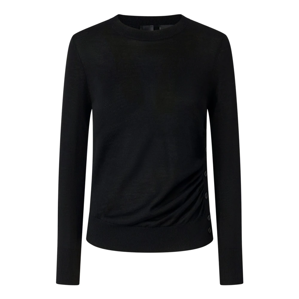 pinko Zwarte Wollen Trui met Zijknopen Black Dames
