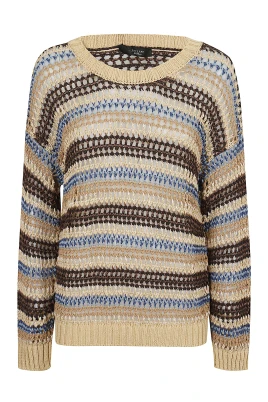 Maglia traforata in misto lino a righe