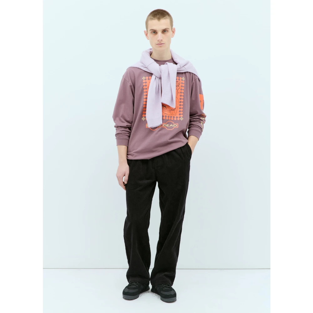 Brain Dead Grafische Print Longsleeve T-shirt Purple Heren