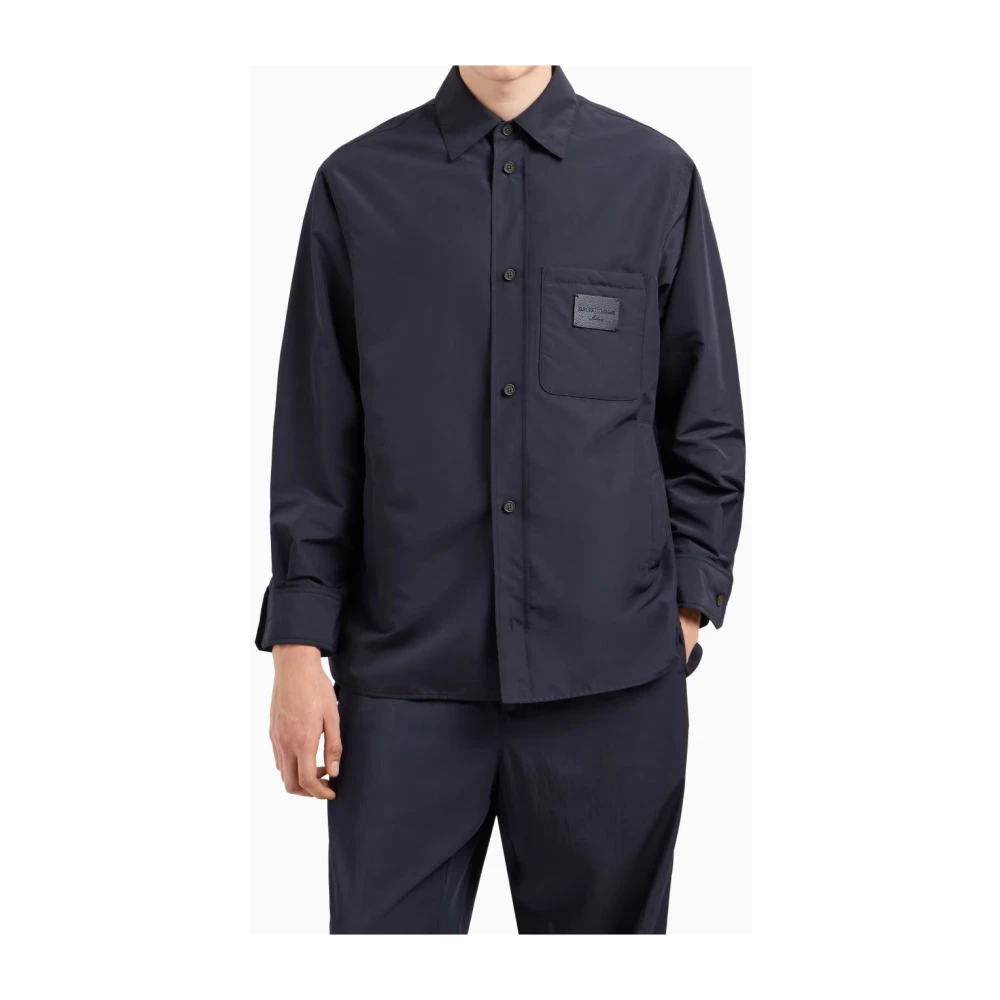 Emporio Armani Blauwe Marineblazer Stijlvol Shirt Blue Heren