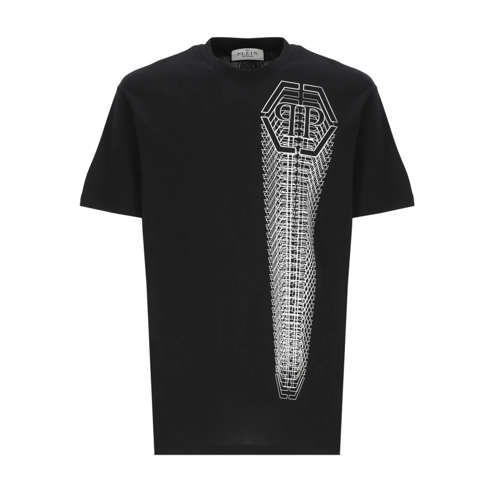 Philipp Plein Zwarte katoenen T-shirt met contrasterende print Black Heren