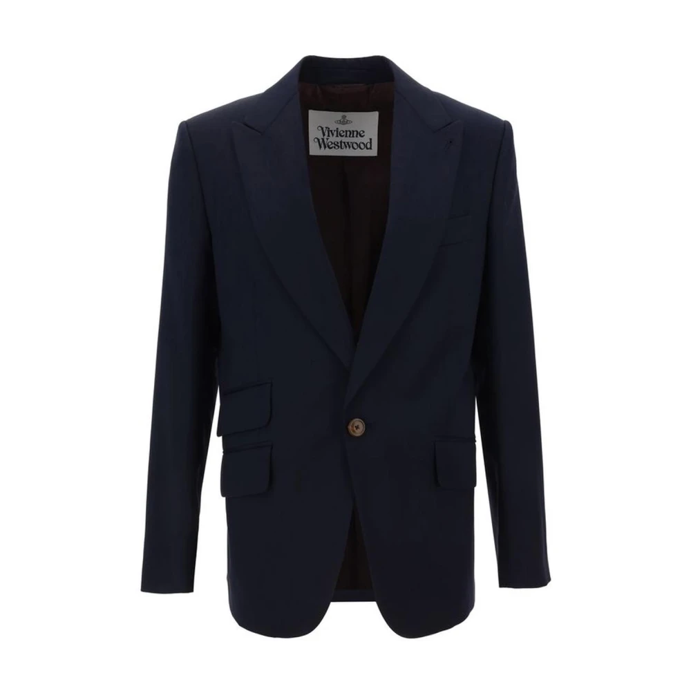 Vivienne Westwood Gestructureerde wollen blazerjas met speer revers Blue Heren