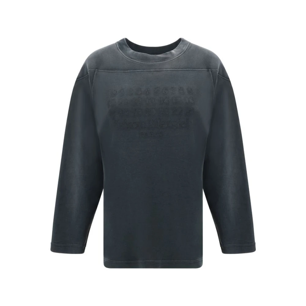 Maison Margiela Geribbeld katoenen sweatshirt met logoborduursel Black Dames