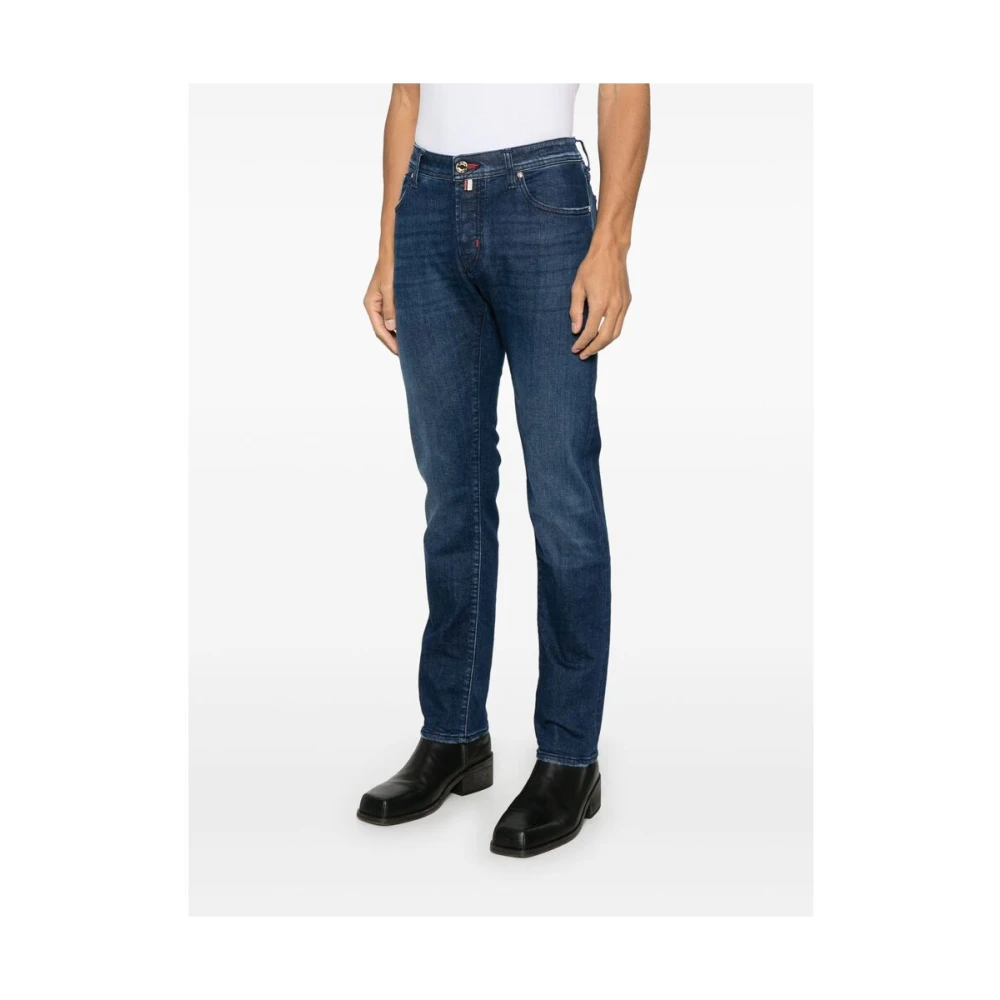 Jacob Cohën Indigo Blauwe Klassieke Vijf Zak Jeans Blue Heren
