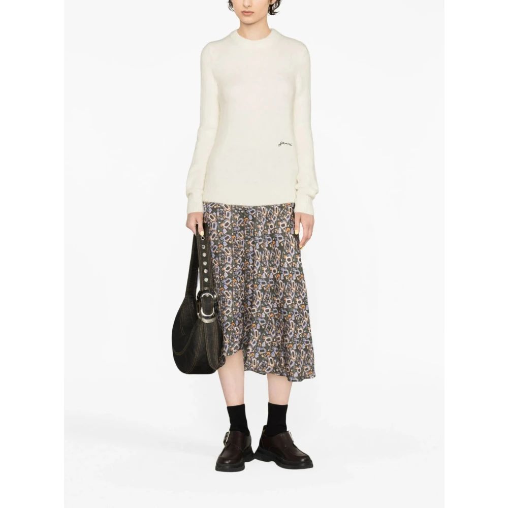 Ganni Luxe Geborstelde Alpaca Trui White Dames