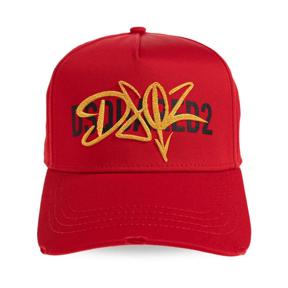 Dsquared2 Mannelijk Rood Accessoires Heren, One Size, Katoen, Baseball Cap