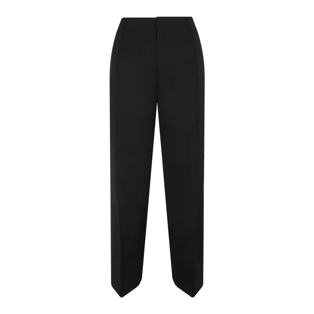 Bottega Veneta Gebogen Vorm Broek in Zwart Black Dames