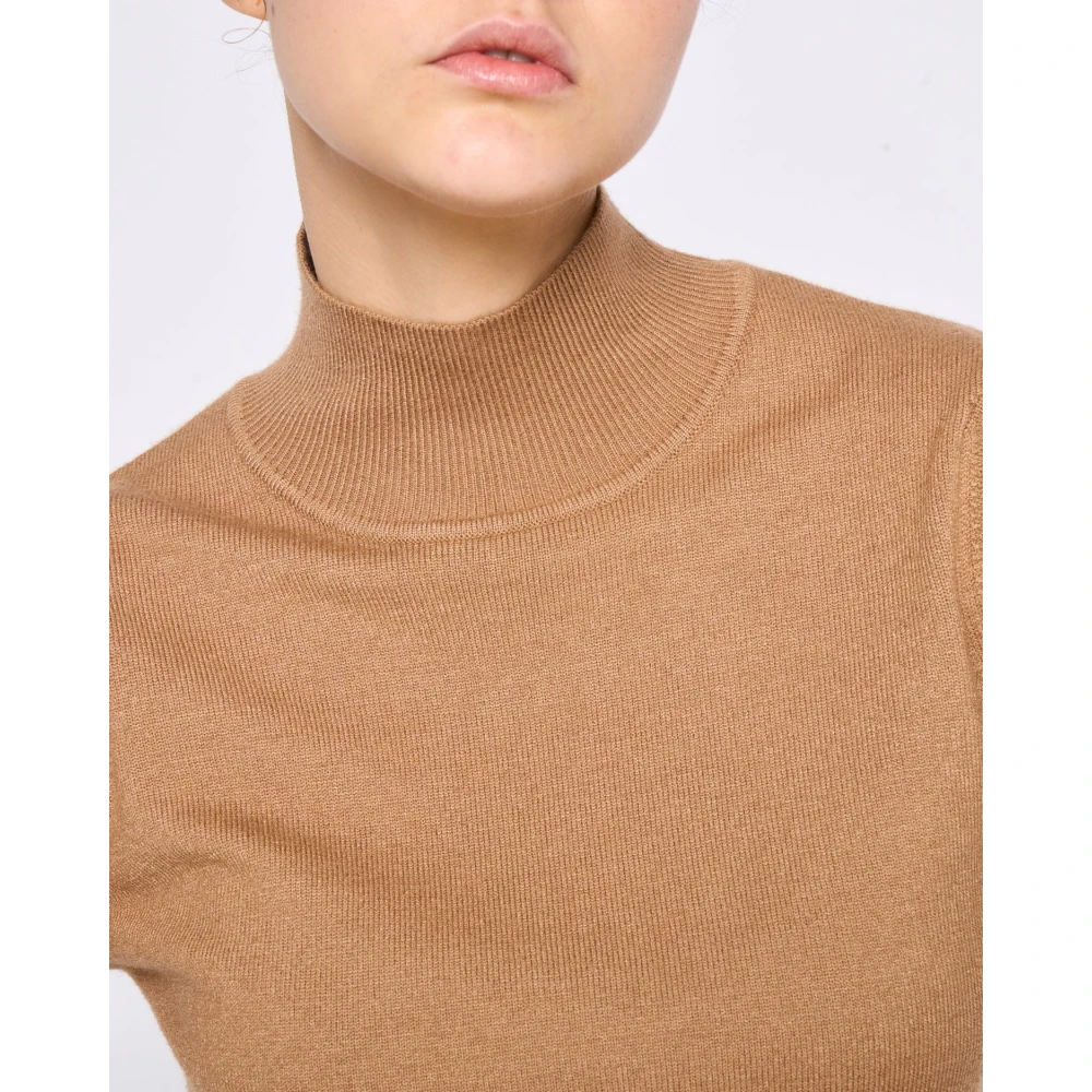 Silvian Heach Gebreide bodycon jurk ronde hals lange mouw Beige Dames