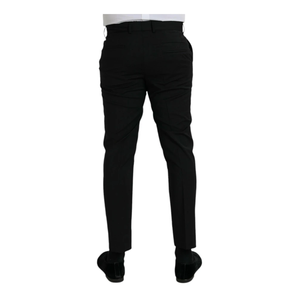 Dolce & Gabbana Zwarte Slim-Fit Wolle Jurkbroek Black Heren