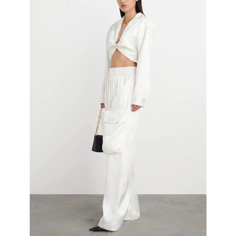 Off White Twist Crop Shirt White Dames