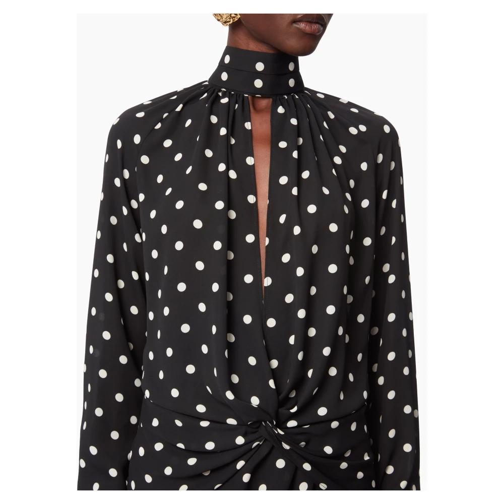 Nina Ricci Zwarte High Neck Midi Jurk Black Dames