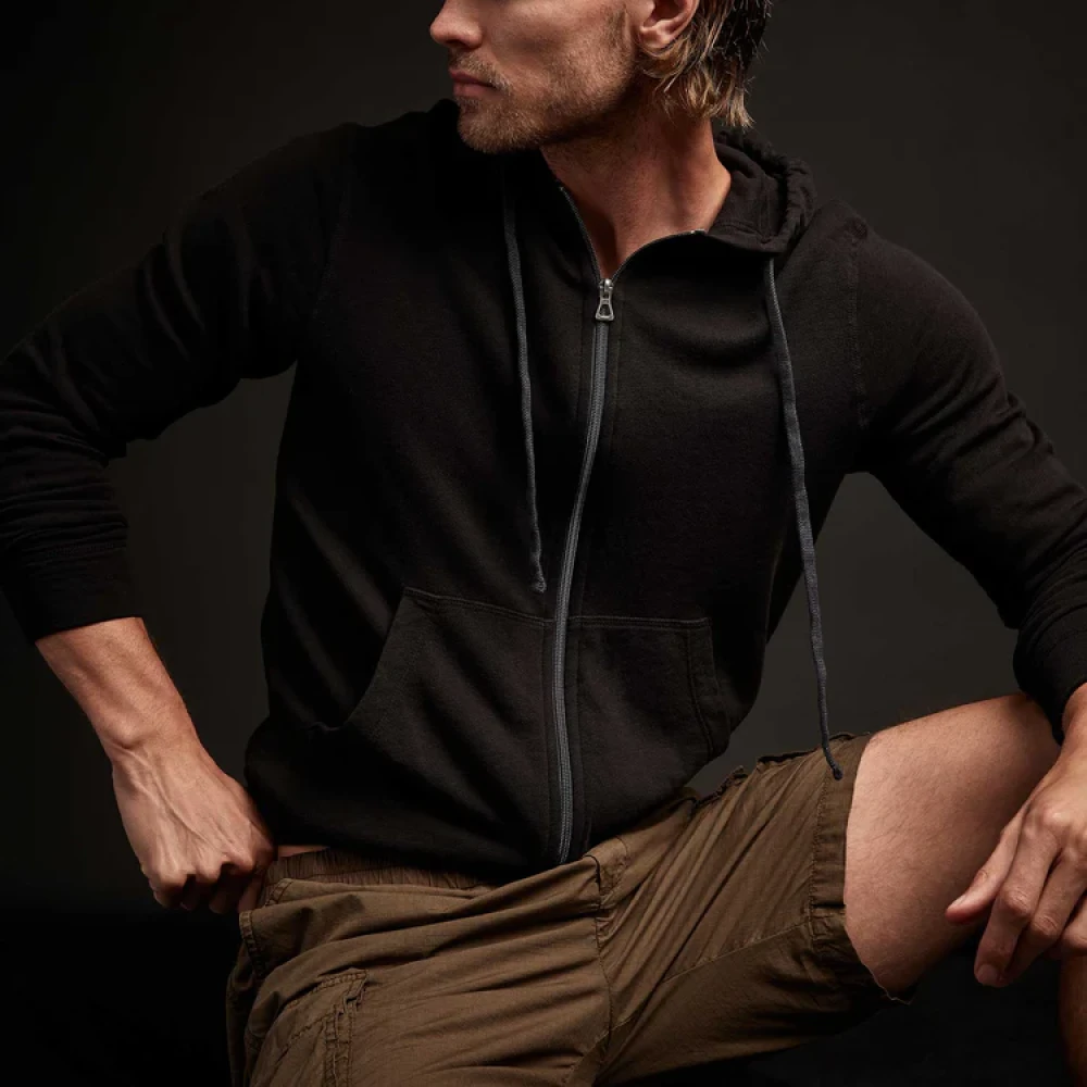 James Perse Vintage Terry Zip Up Hoodie Black Heren