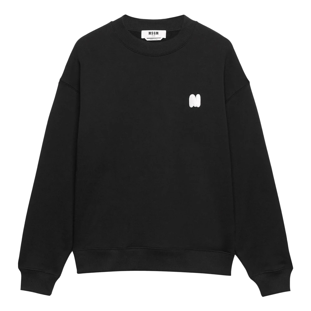 Msgm Zwarte trui met ronde hals Black Heren