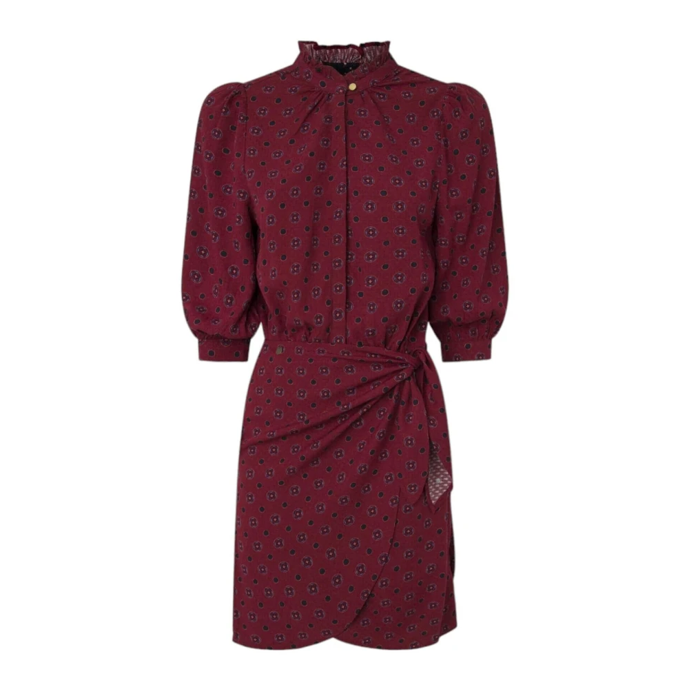 Pepe Jeans Bloemen en stippen wikkeljurk Red Dames