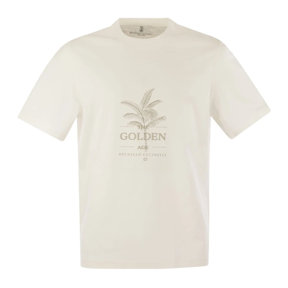 BRUNELLO CUCINELLI Gouden Eeuw Katoenen T-shirt met Print White Heren